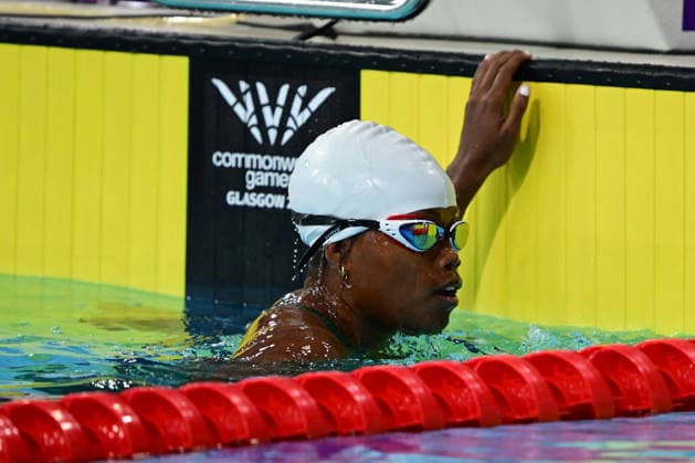 COM26 SWIMMING HEATS, Loise Bently of Solomon Islands during the Women™s 50m Breaststroke heats at the Glasgow 2026 Commonwealth Games at the Tollcross International Swimming Centre in Glasgow, Scotland, Monday, July 27, 2026. ( NO ARCHIVING, EDITORIAL USE ONLY Glasgow Scotland United Kingdom  Copyright: xDEANxLEWINSx 20260727110491190740