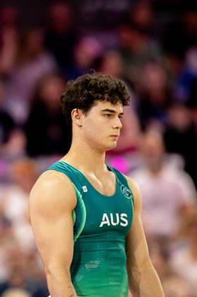 GLASGOW, SCOTLAND - JULY 27: James HARDY of Australia competes and comes third in the Men’s Floor Exercise Final at The Arena, Glasgow on July 27, 2026 in Glasgow, Scotland. (Photo by Claire Jeffrey Sports Press Photo)  Copyright: xClairexJeffreyx xSPPx Sportspressphoto_SPR197834