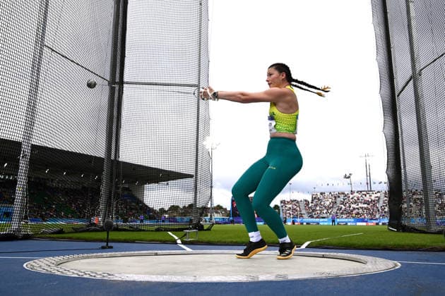COM26 ATHLETICS, Lara Roberts of Australia competes in the Women s Hammer Throw Qualifying during the Glasgow 2026 Commonwealth Games at Scotstoun Stadium in Glasgow, Scotland, Monday, July 27, 2026. ( NO ARCHIVING, EDITORIAL USE ONLY Glasgow United Kingdom  Copyright: xJOELxCARRETTx 20260727152510748400