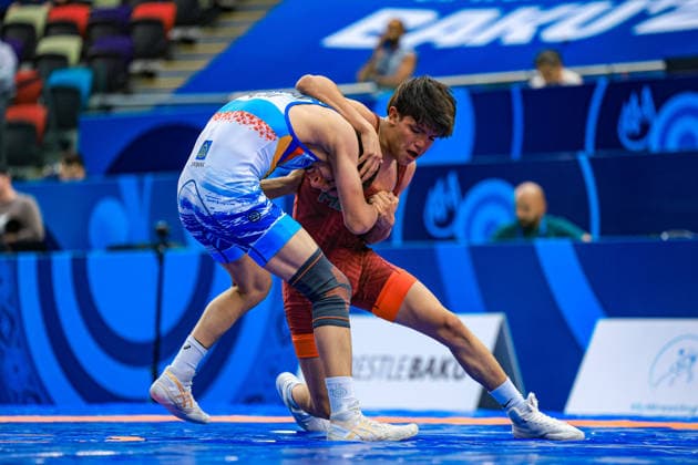 U17, U 17 Wrestling World Championships 48kg GR - Ararat Avetisyan (ARM) df. Hector Samuel Aguilar Rodriguez (MEX) *** U17 Wrestling World Championships, 48 kg Greco-Roman: Ararat Avetisyan (ARM) defeated Hector Samuel Aguilar Rodriguez (MEX) Copyright: xUnitedxWorldxWrestlingx xAmirrezx UWW-U17-WC-BAKU-2026