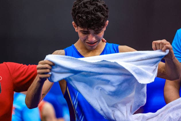 U17, U 17 Wrestling World Championships 55kg GR - Abdullah Ahmed Samir Hassona Ahmed (EGY) *** U17 Wrestling World Championships, 55 kg, Greco-Roman: Abdullah Ahmed Samir Hassona Ahmed (EGY) Copyright: xUnitedxWorldxWrestlingx xAmirrezx UWW-U17-WC-BAKU-2026