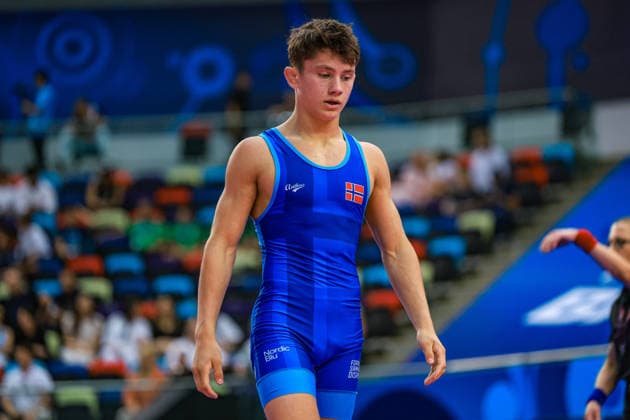 U17, U 17 Wrestling World Championships 55kg GR - Abu Bakar Saga (NOR) *** U17 Wrestling World Championships, 55 kg Greco-Roman: Abu Bakar Saga (NOR) Copyright: xUnitedxWorldxWrestlingx xAmirrezx UWW-U17-WC-BAKU-2026