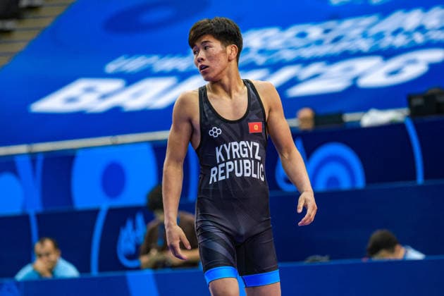 U17, U 17 Wrestling World Championships 55kg GR - Alikhan Nurbekovich Miinazarov (KGZ) *** U17 Wrestling World Championships, 55 kg Greco-Roman: Alikhan Nurbekovich Miinazarov, Kyrgyzstan Copyright: xUnitedxWorldxWrestlingx xAmirrezx UWW-U17-WC-BAKU-2026