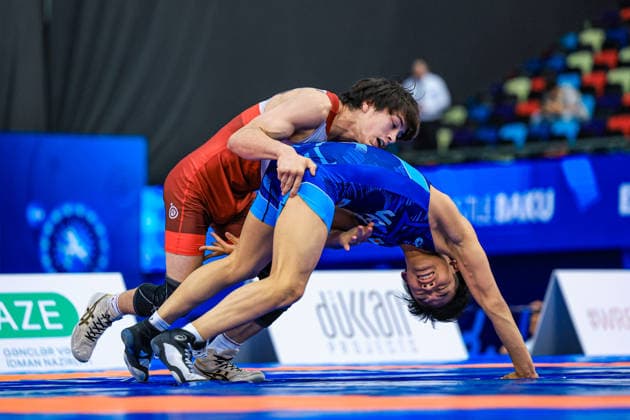 U17, U 17 Wrestling World Championships 55kg GR - Edem Paiziev (RUS) df. Hiroki Tazawa (JPN) *** U17 Wrestling World Championships, 55 kg Greco-Roman: Edem Paiziev (RUS) defeated Hiroki Tazawa (JPN) Copyright: xUnitedxWorldxWrestlingx xAmirrezx UWW-U17-WC-BAKU-2026
