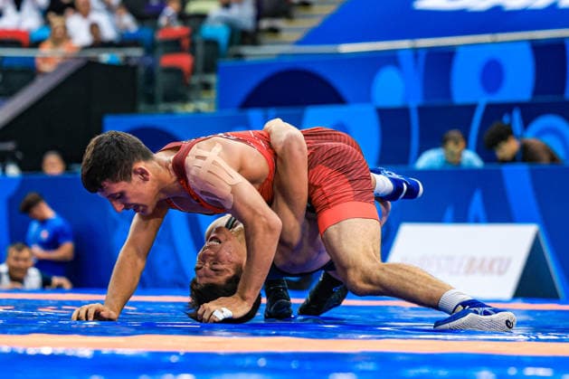U17, U 17 Wrestling World Championships 55kg GR - Gurban Majnunov (AZE) df. Alikhan Nurbekovich Miinazarov (KGZ) *** U17 Wrestling World Championships, 55 kg Greco-Roman: Gurban Majnunov (AZE) defeated Alikhan Nurbekovich Miinazarov (KGZ) Copyright: xUnitedxWorldxWrestlingx xAmirrezx UWW-U17-WC-BAKU-2026