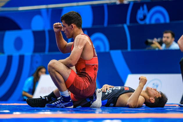 U17, U 17 Wrestling World Championships 55kg GR - Gurban Majnunov (AZE) df. Alikhan Nurbekovich Miinazarov (KGZ) *** U17 Wrestling World Championships, 55 kg Greco-Roman: Gurban Majnunov (AZE) defeated Alikhan Nurbekovich Miinazarov (KGZ) Copyright: xUnitedxWorldxWrestlingx xAmirrezx UWW-U17-WC-BAKU-2026