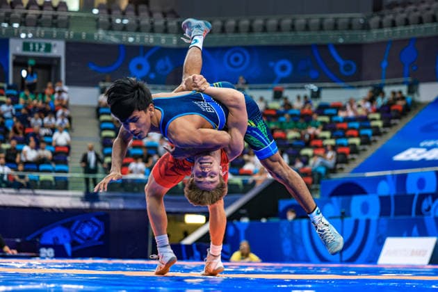 U17, U 17 Wrestling World Championships 55kg GR - Keve Vazul Kovacs (HUN) df. Lavozier Herminio Wadik Marubo (BRA) *** U17 Wrestling World Championships, 55 kg Greco-Roman: Keve Vazul Kovacs (HUN) defeated Lavozier Herminio Wadik Marubo (BRA) Copyright: xUnitedxWorldxWrestlingx xAmirrezx UWW-U17-WC-BAKU-2026