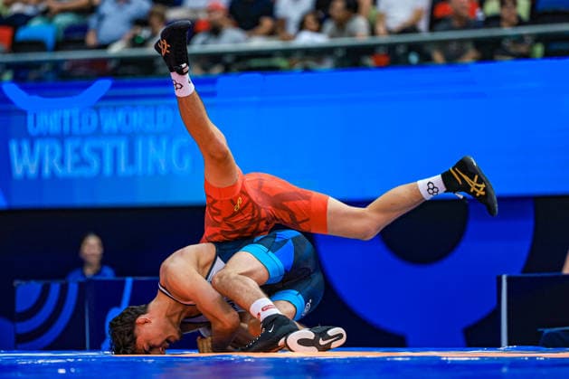 U17, U 17 Wrestling World Championships 65kg GR - Imre Juhasz (HUN) df. Ramin Ram Yousefi (FIN) *** U17 Wrestling World Championships, 65 kg Greco-Roman: Imre Juhasz (HUN) defeated Ramin Ram Yousefi (FIN) Copyright: xUnitedxWorldxWrestlingx xAmirrezx UWW-U17-WC-BAKU-2026