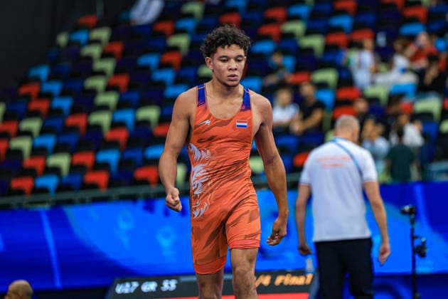 U17, U 17 Wrestling World Championships 65kg GR - Raffaele Saverio Dragutin Hight (NED) *** U17 Wrestling World Championships, 65 kg Greco-Roman: Raffaele Saverio Dragutin Hight (NED) Copyright: xUnitedxWorldxWrestlingx xAmirrezx UWW-U17-WC-BAKU-2026