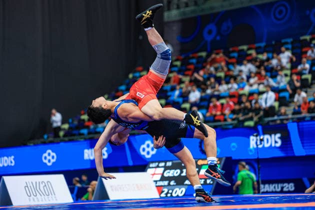 U17, U 17 Wrestling World Championships 65kg GR - Ramil Berdikulov (KGZ) df. Yuki Ueda (JPN) *** U17 Wrestling World Championships, 65 kg Greco-Roman: Ramil Berdikulov (KGZ) def. Yuki Ueda (JPN) Copyright: xUnitedxWorldxWrestlingx xAmirrezx UWW-U17-WC-BAKU-2026