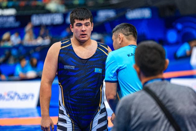 U17, U 17 Wrestling World Championships 110kg GR - Arystan Temergali (KAZ) *** U17 Wrestling World Championships, 110 kg Greco-Roman: Arystan Temergali (KAZ) Copyright: xUnitedxWorldxWrestlingx xAmirrezx UWW-U17-WC-BAKU-2026