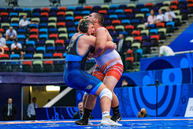 U17, U 17 Wrestling World Championships 110kg GR - Bruno Roger Pallone (USA) df. Khachik Khachatryan (ARM) *** U17 Wrestling World Championships, 110 kg Greco-Roman: Bruno Roger Pallone (USA) def. Khachik Khachatryan (ARM) Copyright: xUnitedxWorldxWrestlingx xAmirrezx UWW-U17-WC-BAKU-2026