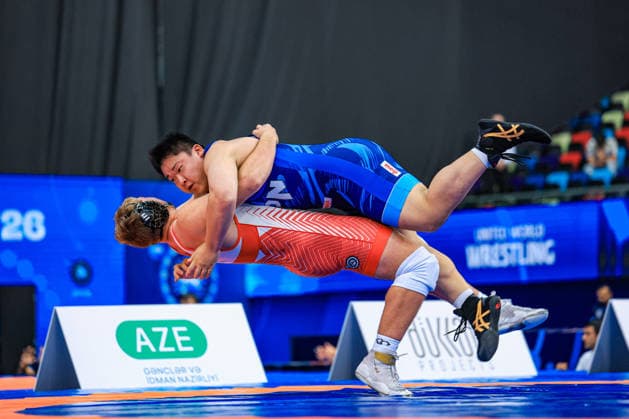 U17, U 17 Wrestling World Championships 110kg GR - Bruno Roger Pallone (USA) df. Mitsuyoshi Urushima (JPN) *** U17 Wrestling World Championships, 110 kg Greco-Roman: Bruno Roger Pallone (USA) defeated Mitsuyoshi Urushima (JPN) Copyright: xUnitedxWorldxWrestlingx xAmirrezx UWW-U17-WC-BAKU-2026