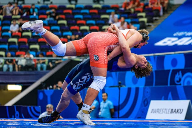 U17, U 17 Wrestling World Championships 110kg GR - Bruno Roger Pallone (USA) df. Yahor Savich (BLR) *** U17 Wrestling World Championships, 110 kg Greco-Roman: Bruno Roger Pallone (USA) defeated Yahor Savich (BLR) Copyright: xUnitedxWorldxWrestlingx xAmirrezx UWW-U17-WC-BAKU-2026