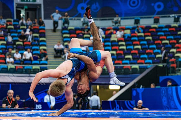 U17, U 17 Wrestling World Championships 80kg GR - Abdulaziz Kholmirzaev (UZB) df. Jalo Aarne Ketonen (FIN) *** U17 Wrestling World Championships, 80 kg, Greco-Roman: Abdulaziz Kholmirzaev (UZB) def. Jalo Aarne Ketonen (FIN) Copyright: xUnitedxWorldxWrestlingx xAmirrezx UWW-U17-WC-BAKU-2026