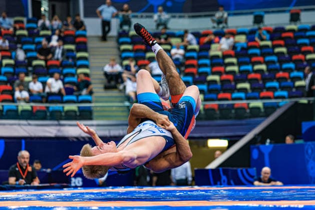U17, U 17 Wrestling World Championships 80kg GR - Abdulaziz Kholmirzaev (UZB) df. Jalo Aarne Ketonen (FIN) *** U17 Wrestling World Championships, 80 kg, Greco-Roman: Abdulaziz Kholmirzaev (UZB) def. Jalo Aarne Ketonen (FIN) Copyright: xUnitedxWorldxWrestlingx xAmirrezx UWW-U17-WC-BAKU-2026
