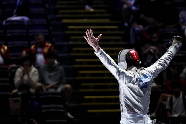 CHINA, HONG KONG - JULY 27, 2026: Russia s Pavel Graudyn competes in the men s individual sabre event at the 2026 Kerry Fencing World Championships. Mikhail Sinitsyn TASS  95533109