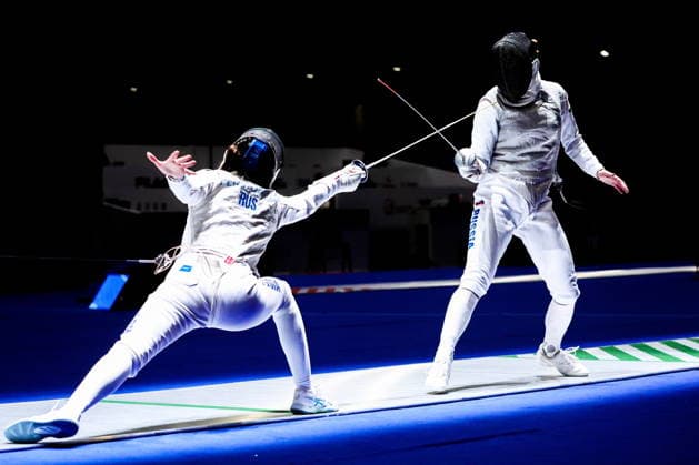CHINA, HONG KONG - JULY 27, 2026: Russia s Vladislava Peniushkina (L) and Russia s Marta Martyanova compete in the ladies individual foil event at the 2026 Kerry Fencing World Championships 2026 Fencing World Championships In Hong Kong  - ZUMAt113 20260727_zaa_t113_256 Copyright: xMikhailxSinitsynx