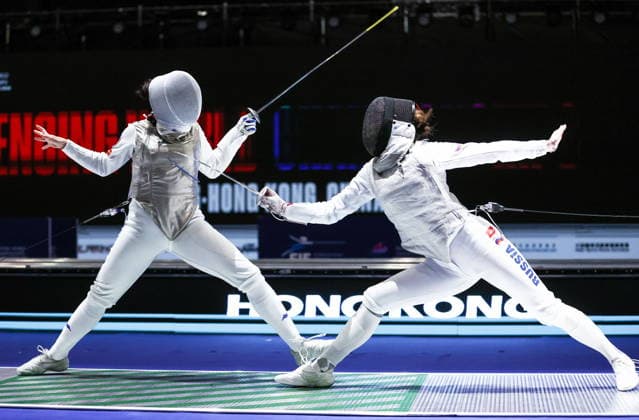 CHINA, HONG KONG - JULY 27, 2026: Italy s Anna Cristino (L) and Russia s Marta Martyanova compete in the ladies individual foil event at the 2026 Kerry Fencing World Championships 2026 Fencing World Championships In Hong Kong  - ZUMAt113 20260727_zaa_t113_270 Copyright: xMikhailxSinitsynx