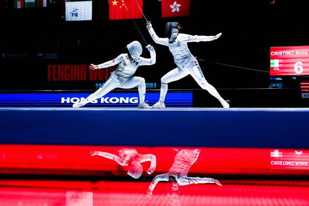 CHINA, HONG KONG - JULY 27, 2026: Italy s Anna Cristino (L) and Russia s Marta Martyanova compete in the ladies individual foil event at the 2026 Kerry Fencing World Championships 2026 Fencing World Championships In Hong Kong  - ZUMAt113 20260727_zaa_t113_278 Copyright: xMikhailxSinitsynx