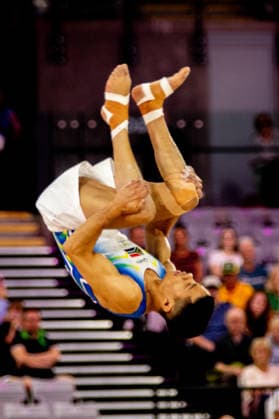 GLASGOW, SCOTLAND - JULY 27: Daniel MCLEAN of South Africa competes in the Men’s Floor Exercise Final at The Arena, Glasgow on July 27, 2026 in Glasgow, Scotland. (Photo by Claire Jeffrey Sports Press Photo)  Copyright: xClairexJeffreyx xSPPx Sportspressphoto_SPR197852