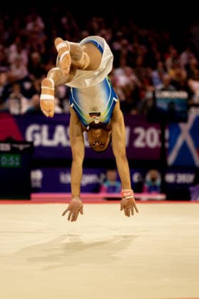 GLASGOW, SCOTLAND - JULY 27: Daniel MCLEAN of South Africa competes in the Men’s Floor Exercise Final at The Arena, Glasgow on July 27, 2026 in Glasgow, Scotland. (Photo by Claire Jeffrey Sports Press Photo)  Copyright: xClairexJeffreyx xSPPx Sportspressphoto_SPR197854