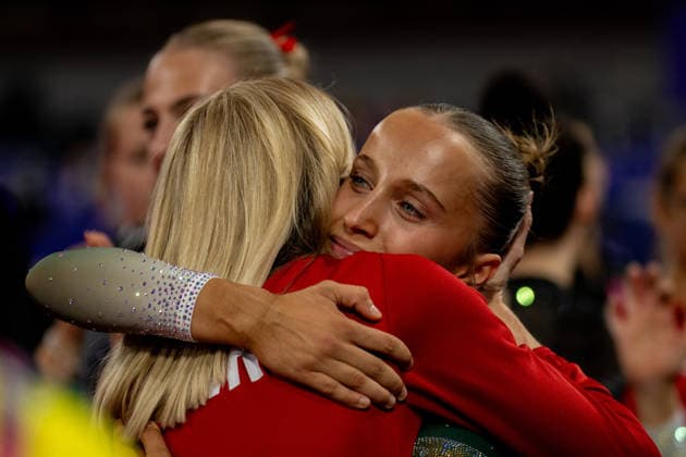 GLASGOW, SCOTLAND - JULY 27: Abigail ROPER of Wales claims Bronze in the Women’s Vault Final at The Arena, Glasgow on July 27, 2026 in Glasgow, Scotland. (Photo by Claire Jeffrey Sports Press Photo)  Copyright: xClairexJeffreyx xSPPx Sportspressphoto_SPR197866