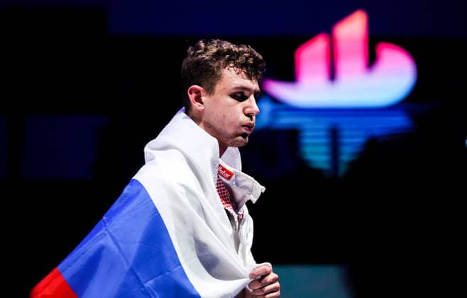 CHINA, HONG KONG - JULY 27, 2026: Russia s Pavel Graudyn during the men s individual sabre event at the 2026 Kerry Fencing World Championships. Mikhail Sinitsyn TASS  95536157