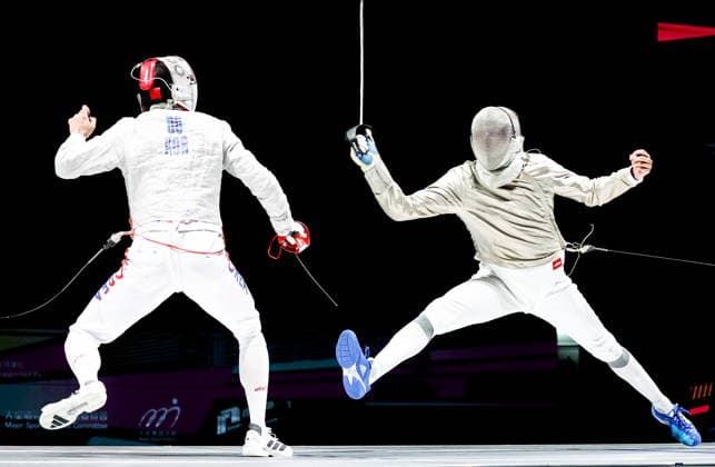 CHINA, HONG KONG - JULY 27, 2026: South Korea s Gyeong-dong Do (L) and Russia s Pavel Graudyn compete in a men s individual sabre event at the 2026 Kerry Fencing World Championships 2026 Fencing World Championships In Hong Kong  - ZUMAt113 20260727_zaa_t113_321 Copyright: xMikhailxSinitsynx