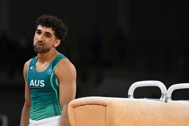 COM26 ARTISTIC GYMNASTICS, Ritam Malik of Australia reacts as he competes in the Artistic Gymnastics Men™s Pommel Horse Final during the Glasgow 2026 Commonwealth Games at the Glasgow International Arena in Glasgow, Scotland, Monday, July 27, 2026. ( NO ARCHIVING, EDITORIAL USE ONLY Glasgow Scotland United Kingdom  Copyright: xLUKASxCOCHx 20260728173247198691