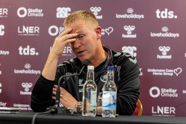 Heart of Midlothian manager Wouter Vrancken Speak to the press ahead of the clash with Sturm Graz Heart of Midlothian press conference, PK, Pressekonferenz ahead of their UEFA Champions League Qualifier, Football, Tynecastle Park, Edinburgh, Scotland, UK - 27 Jul 2026Edinburgh Oriam Scotland United Kingdom  Copyright: xAlanxRennie Shutterstockx 17015679n