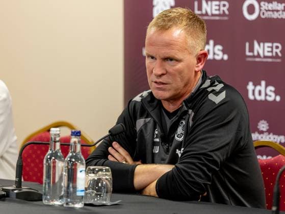 Heart of Midlothian manager Wouter Vrancken Speak to the press ahead of the clash with Sturm Graz Heart of Midlothian press conference, PK, Pressekonferenz ahead of their UEFA Champions League Qualifier, Football, Tynecastle Park, Edinburgh, Scotland, UK - 27 Jul 2026Edinburgh Oriam Scotland United Kingdom  Copyright: xAlanxRennie Shutterstockx 17015679g