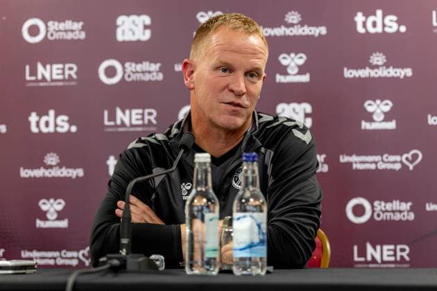Heart of Midlothian manager Wouter Vrancken Speak to the press ahead of the clash with Sturm Graz Heart of Midlothian press conference, PK, Pressekonferenz ahead of their UEFA Champions League Qualifier, Football, Tynecastle Park, Edinburgh, Scotland, UK - 27 Jul 2026Edinburgh Oriam Scotland United Kingdom  Copyright: xAlanxRennie Shutterstockx 17015679h