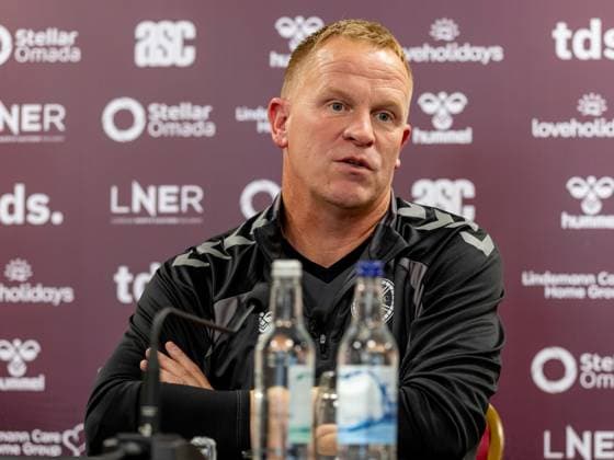 Heart of Midlothian manager Wouter Vrancken Speak to the press ahead of the clash with Sturm Graz Heart of Midlothian press conference, PK, Pressekonferenz ahead of their UEFA Champions League Qualifier, Football, Tynecastle Park, Edinburgh, Scotland, UK - 27 Jul 2026Edinburgh Oriam Scotland United Kingdom  Copyright: xAlanxRennie Shutterstockx 17015679e