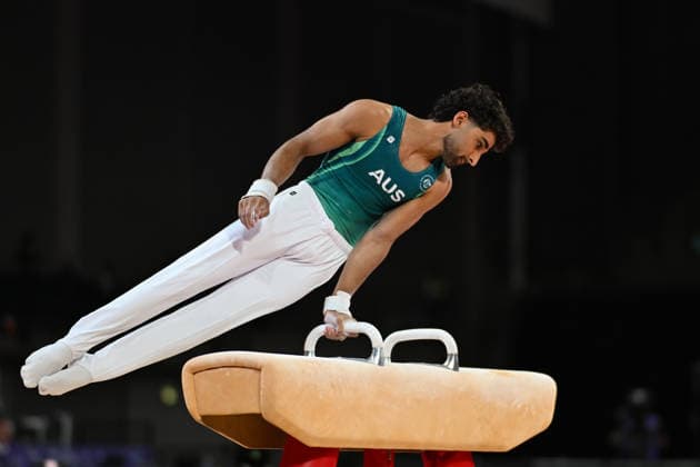 COM26 ARTISTIC GYMNASTICS, Ritam Malik of Australia competes in the Artistic Gymnastics Men™s Pommel Horse Final during the Glasgow 2026 Commonwealth Games at the Glasgow International Arena in Glasgow, Scotland, Monday, July 27, 2026. ( NO ARCHIVING, EDITORIAL USE ONLY Glasgow Scotland United Kingdom  Copyright: xLUKASxCOCHx 20260728151552610244