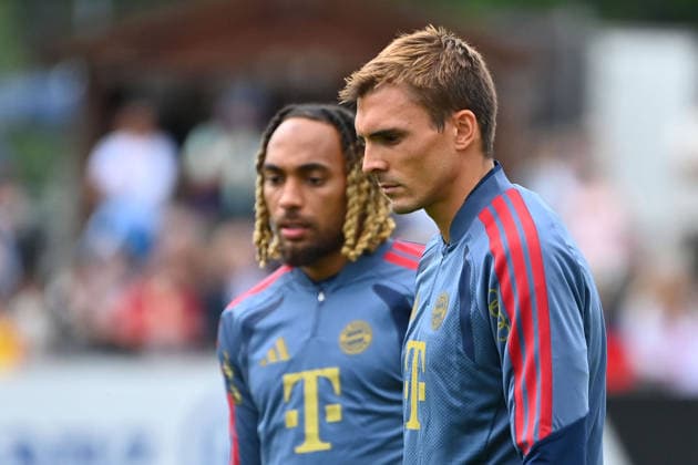 Joao PALHINHA (Bayern Muenchen), h:Sacha BOEY(FCB). Oeffentliches Training FC Bayern Muenchen im Trainingslager in Rottach Egern am 27.07.2026. Fussball 1. Bundesliga,Saison 2026 2027. *** Joao PALHINHA, Bayern Munich; Sacha BOEY, FCB; FC Bayern Munich s public training session at the training camp in Rottach-Egern on July 27, 2026; Soccer, Bundesliga 1, 2026–2027 season