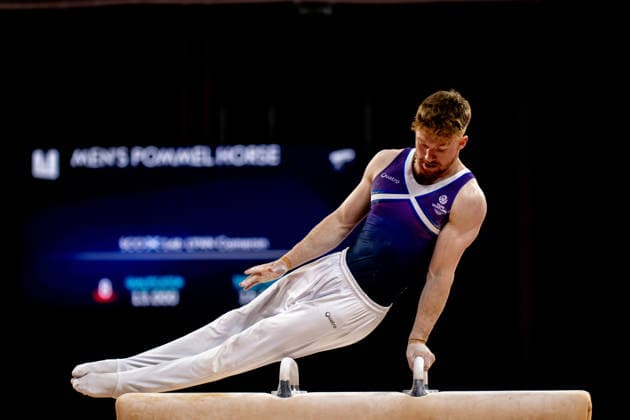 GLASGOW, SCOTLAND - JULY 27: Cameron LYNN competes and comes third in the Men’s Pommel Horse Final at The Arena, Glasgow on July 27, 2026 in Glasgow, Scotland. (Photo by Claire Jeffrey Sports Press Photo)  Copyright: xClairexJeffreyx xSPPx Sportspressphoto_SPR197875