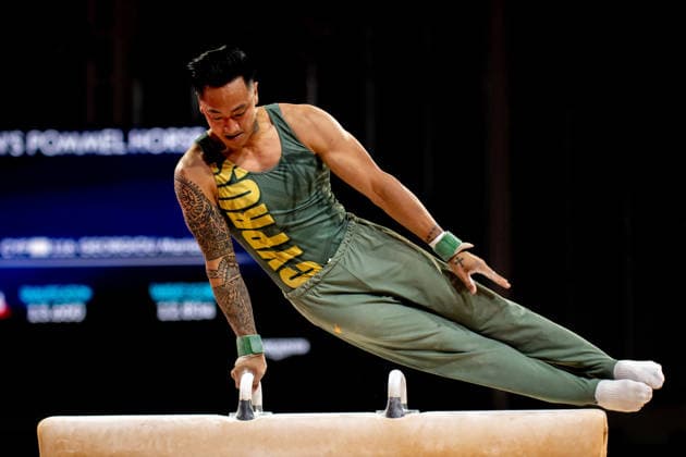 GLASGOW, SCOTLAND - JULY 27: Marios GEORGIOU of Cyprus competes in the Men’s Pommel Horse Final at The Arena, Glasgow on July 27, 2026 in Glasgow, Scotland. (Photo by Claire Jeffrey Sports Press Photo)  Copyright: xClairexJeffreyx xSPPx Sportspressphoto_SPR197889