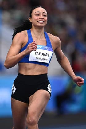 COM26 ATHLETICS, Symone Tafuna i of Samoa competes in the Women s 100m Heats during the the Glasgow 2026 Commonwealth Games at Scotstoun Stadium in Glasgow, Scotland, Monday, July 27, 2026. ( NO ARCHIVING, EDITORIAL USE ONLY Glasgow United Kingdom  Copyright: xJOELxCARRETTx 20260728154642832067