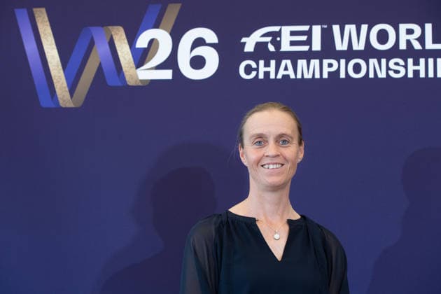 Regine MISPELKAMP, Para-Dressurreiterin, Portraet, Porträt, Portrait, Angeschnittenes Einzelbild, Einzelmotiv, Pressekonferenz vor den FEI World Championships 2026 in Aachen, Weltmeisterschaft, Reiten, Reitsport, in der NRW Staatskanzlei in Duesseldorf, 27.07.2026 Â *** Regine MISPELKAMP, para-dressage rider, portrait, cropped single image, single subject, press conference ahead of the 2026 FEI World Championships in Aachen, World Championships, equestrian sports, at the State Chancellery of North Rhine-Westphalia in Düsseldorf, July 27, 2026 Â