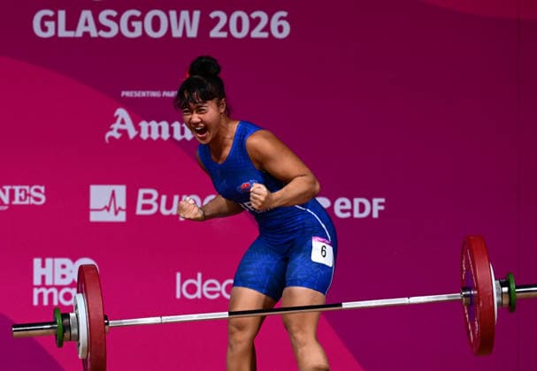 COM26 WEIGHTLIFTING, Anoni Faumui of Samoa reacts during the Women™s 58kg Weightlifting Final at the at the SEC Armadillo during the Glasgow 2026 Commonwealth Games in Glasgow, Scotland, Monday, July 27, 2026. ( NO ARCHIVING, EDITORIAL USE ONLY Glasgow Scotland United Kingdom  Copyright: xDEANxLEWINSx 20260728182267814669