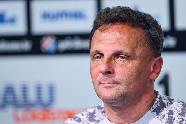 press conference, PK, Pressekonferenz of GNK Dinamo Head coach of Dinamo Mario Kovacevic speaks during a press conference ahead of the UEFA Champions League second qualifying round, second leg match between GNK Dinamo Zagreb and FC Thun in Zagreb, Croatia, on July 27, 2026.  IgorxSoban PIXSELL