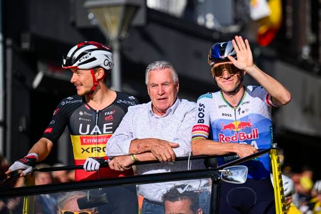 Na-Tourcriterium Aalst - 27 07 2026 AALST, BELGIUM - JULY 27 : Lucien Van Impe, Herregodts Rune (BEL) of UAE Team Emirates XRG, Evenepoel Remco (BEL) of Red Bull BORA Hansgrohe during the 89th edition of the post Tour de France criterium of Aalst cycling race on July 27, 2026 in Aalst, Belgium, 27 07 2026 Aalst Belgium  Copyright: xTomasxSiskx