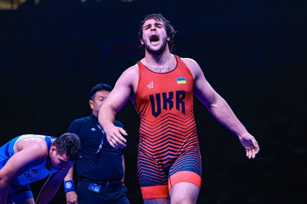 U17, U 17 Wrestling World Championships 110kg GR - Tymofii Prykhodko (UKR) df. Fedor Sukharev (RUS) *** U17 Wrestling World Championships, 110 kg Greco-Roman: Tymofii Prykhodko (UKR) defeated Fedor Sukharev (RUS) by fall Copyright: xUnitedxWorldxWrestlingx xAmirrezx UWW-U17-WC-BAKU-2026