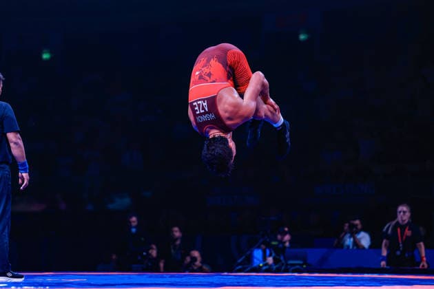 U17, U 17 Wrestling World Championships 80kg GR - Isfahan Hasanov (AZE) *** U17 Wrestling World Championships, 80 kg Greco-Roman: Isfahan Hasanov (AZE) Copyright: xUnitedxWorldxWrestlingx xAmirrezx UWW-U17-WC-BAKU-2026