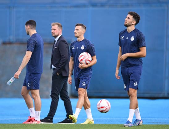 Training of GNK Dinamo Mislav Orsic and Fran Topic of Dinamo during a training session ahead of the UEFA Champions League second qualifying round second leg match against Thun in Zagreb, Croatia, on July 27, 2026.  IgorxSoban PIXSELL
