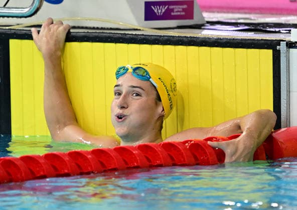 COM26 SWIMMING FINALS, Jenna Forrester of Australia reacts after winning the Women™s 400m Individual Medley Final at the Glasgow 2026 Commonwealth Games at the Tollcross International Swimming Centre in Glasgow, Scotland, Monay, July 27, 2026. ( NO ARCHIVING, EDITORIAL USE ONLY Glasgow Scotland United Kingdom  Copyright: xDEANxLEWINSx 20260728126406921752