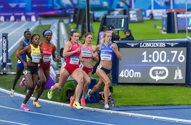 Mena Scatchard of Scotland leading Heat 2 of the Women s 800m after the first lap. Glasgow 2026 Commonwealth Games, Day Five, Glasgow, Scotland, UK - 27 Jul 2026Glasgow Scotland United Kingdom  Copyright: xStuartxWallace Shutterstockx 17005519h