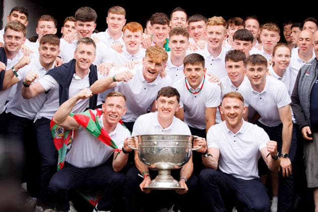 2026 GAA All-Ireland Senior Football Champions Mayo Homecoming, Castlebar, Mayo 27 7 2026 The Mayo team celebrate with the Sam Maguire Cup The Mayo team celebrate with the Sam Maguire Cup 27 7 2026  Copyright: xx ISS_5670