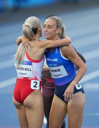 Georgia Hunter Bell of England finishes in 1st place ahead of Jemma Reekie of Scotland in 2nd place in Heat 3 of the Women s 800m. Glasgow 2026 Commonwealth Games, Day Five, Glasgow, Scotland, UK - 27 Jul 2026Glasgow Scotland United Kingdom  Copyright: xStuartxWallace Shutterstockx 17005519t